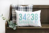 Decorative Lumbar Throw Pillow - Zip Code Coastal Blues Color