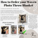 Unique Gift Idea, Personalized Dog Photo Blanket, Cat Photo Blanket, Pet Photo Blanket - Custom Pet Photo Picture Woven Throw Blanket, Pet Name, Memorial, Dog Loss, Cat Loss, Cat Gift, Photo Blanket, Woven Cotton Blanket, Gift, Made in the USA.