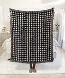 Mid Century Modern Black Dots Cotton Woven Throw Blanket