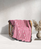 Mid Century Modern Pink Dots Cotton Woven Throw Blanket