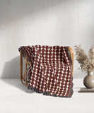 Mid Century Modern Boho Brick Red Dots Cotton Woven Throw Blanket