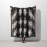 Mid Century Modern Black Dots Cotton Woven Throw Blanket