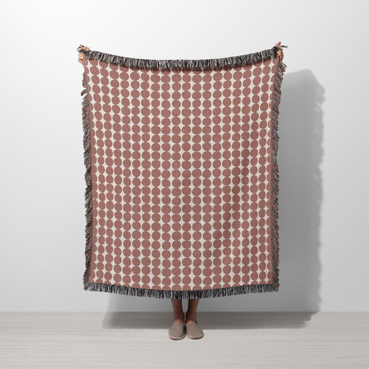 Mid Century Modern Boho Honey Yellow Dots Cotton Woven Throw