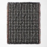Mid Century Modern Black Dots Cotton Woven Throw Blanket