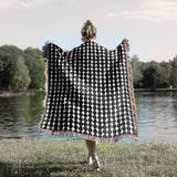 Mid Century Modern Black Dots Cotton Woven Throw Blanket