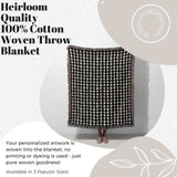 Mid Century Modern Boho Pine Green Dots Cotton Woven Throw Blanket