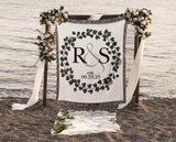 Monogram Wreath Personalized Cotton Anniversary Woven Throw Blanket