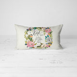 Decorative Lumbar Throw Pillow - Fruit of the Spirit Wreath - pink