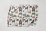 Woodland Animals Allover Pattern | Personalized Kids Blanket