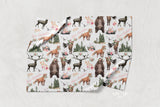 Woodland Animals Floral Allover Pattern | Personalized Kids Blanket