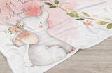 Elephant & Watercolor Floral Wreath Milestone Calendar | Personalized Kids Blanket