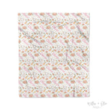 Floral Elephant and White Allover Pattern | Personalized Kids Blanket