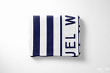 Navy Blue & White Stripe | Personalized Kids Blanket