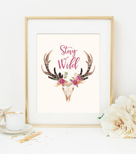 STAY WILD ART PRINT with Cream Style Background