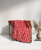 Mid Century Modern Red Dots Cotton Woven Throw Blanket