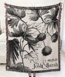Floral Vines Personalized Cotton Anniversary Woven Throw Blanket