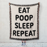Eat Poop Sleep Repeat Cotton Woven Throw Blanket