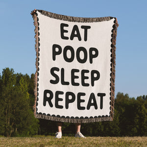 Eat Poop Sleep Repeat Cotton Woven Throw Blanket