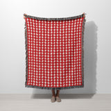 Mid Century Modern Red Dots Cotton Woven Throw Blanket