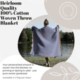 Navy Stripe Organic Cotton Woven Throw Blanket