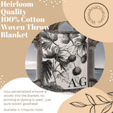 Vintage Floral Personalized Cotton Anniversary Woven Throw Blanket