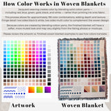 Floral Wreath Personalized Cotton Anniversary Woven Throw Blanket - Natural White Colorway