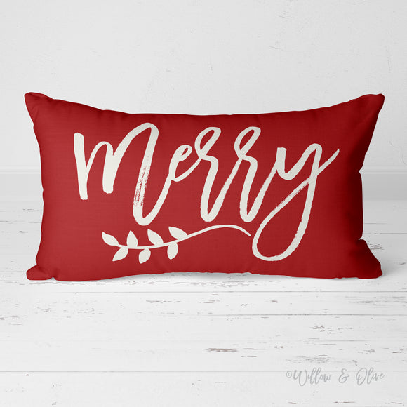 Decorative Lumbar Throw Pillow - Merry (red)