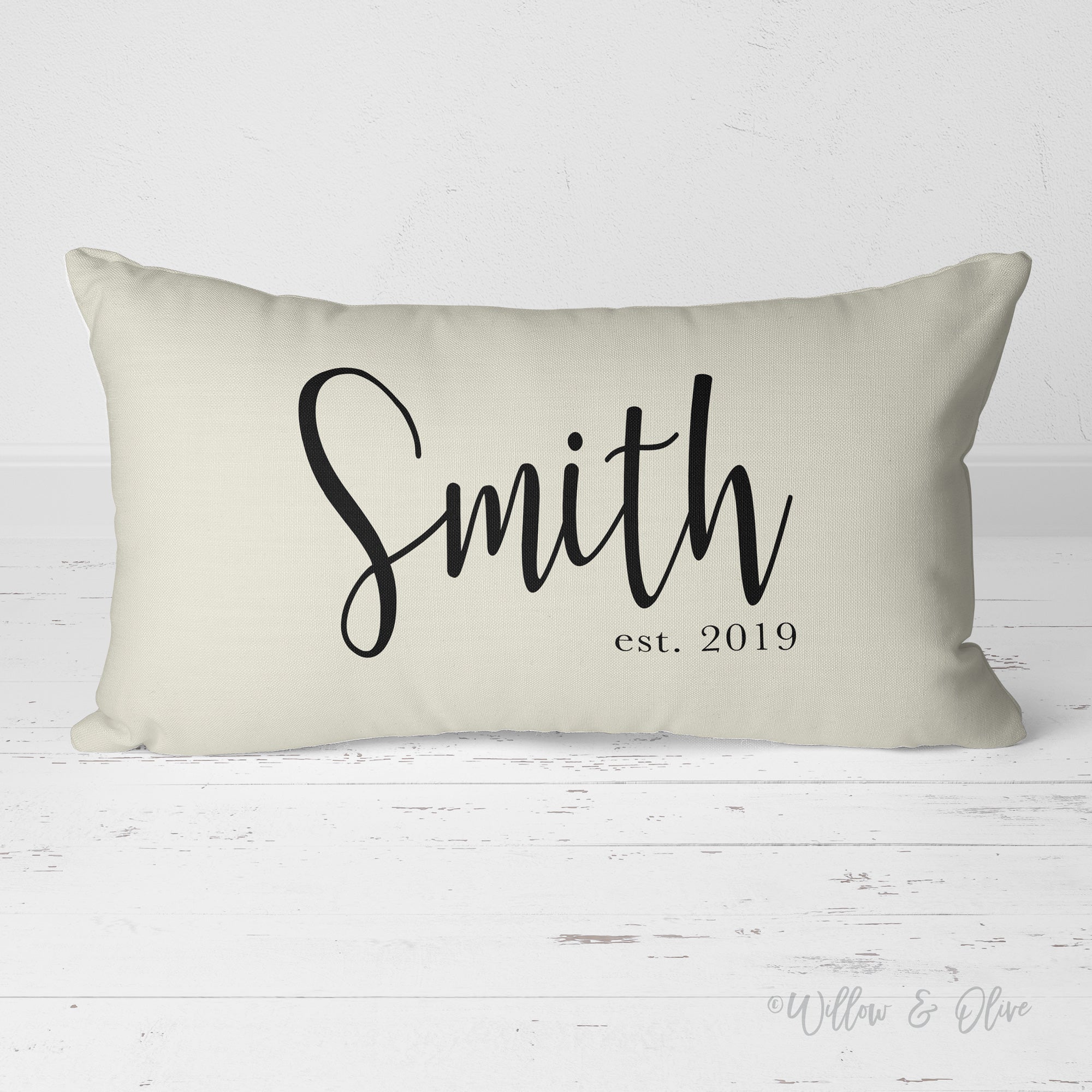 Decorative Lumbar Throw Pillow Personalized Family Name Willow Olive