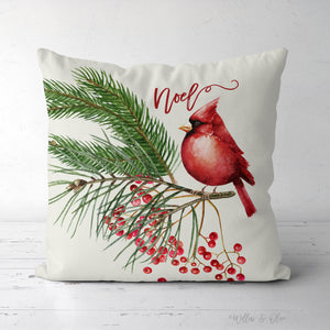 Decorative Square Throw Pillow - Noel Cardinal – Willow & Olive