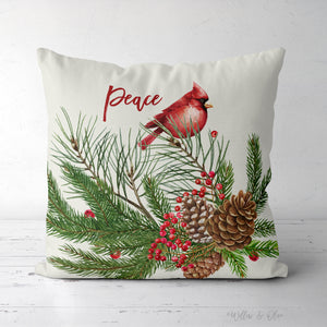 Decorative Square Throw Pillow - Peace Cardinal – Willow & Olive