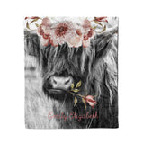 Floral Highland Cow | Personalized Blanket