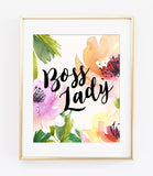 Boss Lady Floral Watercolor Style Art Print