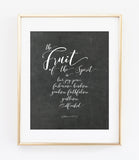 The Fruit of the Spirit Bible Verse Art Print on Chalkboard Style Background