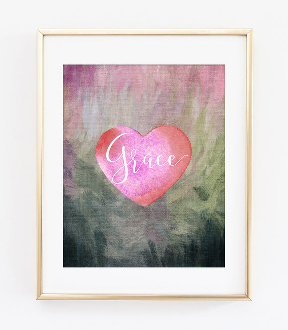 Pink Ombre Crayon Heart, 3D Art Framed in Silver With Quote love