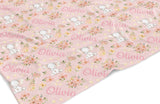 Floral Elephant and Pink Allover Pattern | Personalized Kids Blanket