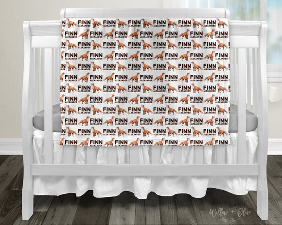 Woodland Fox Allover Pattern | Personalized Kids Blanket