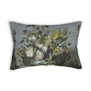 Decorative Lumbar Throw Pillow - Vintage Still Life Flowers in a Vase #102