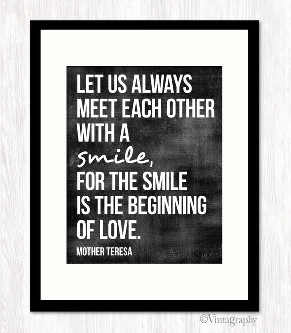 MEET EACH OTHER WITH A SMILE - Typography Art Print