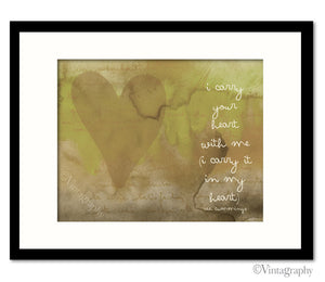 I CARRY YOUR HEART - Vintage Green Art Print