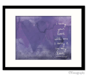 I CARRY YOUR HEART -  Vintage Purple Art Print